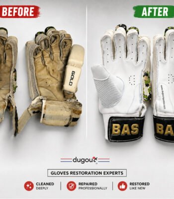 "Cricket batting gloves palm repair before and after - Dugout Sports Hub Jaipur"