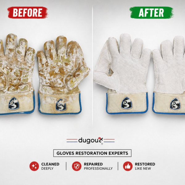 "Cricket Wicket keeping gloves palm repair before and after - Dugout Sports Hub Jaipur"