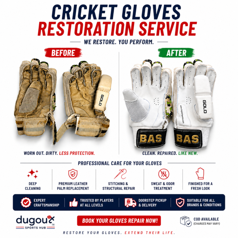"Cricket batting gloves palm repair before and after - Dugout Sports Hub Jaipur"